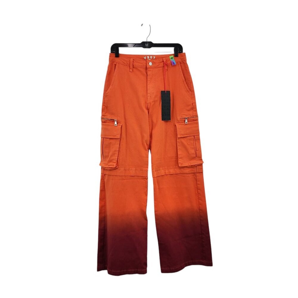 VBRT Women's Cotton Stretch Ombre Wide Leg Cargo Pants - 28